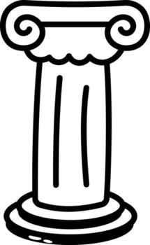 A sketchy style icon representing ancient column vector