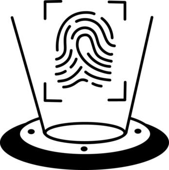 A doodle style icon showing fingerprint scan vector