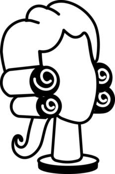 A drawing style icon showing judge wig vector