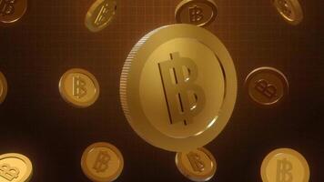 3d baht golden Münze Spinnen Animation video