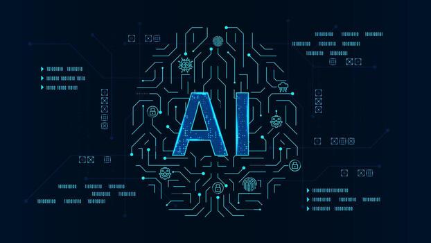 artificial internet digital with line circuit brain futuristic technology blue background vector