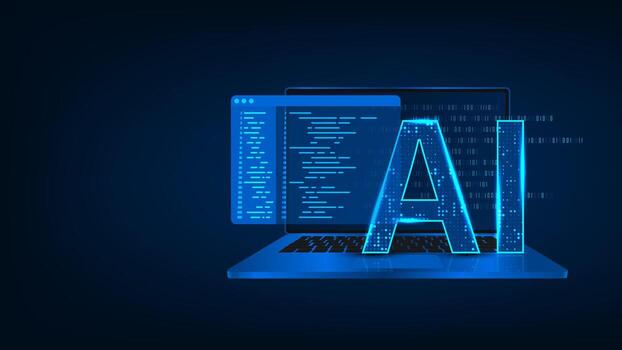 AI technology on laptop screen vector