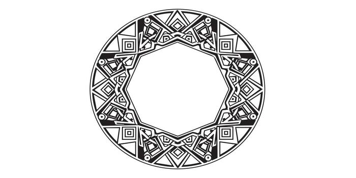 Elegant black and white border artwork with geometric patterns and precise clean lines vector