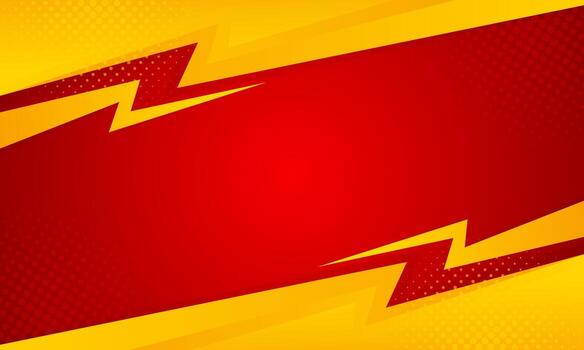 Red and yellow abstract background with lightning and halftone dots vector
