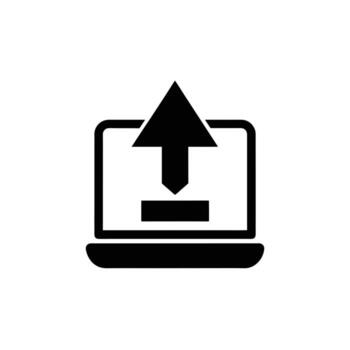 Laptop Upload Data Transfer Icon vector