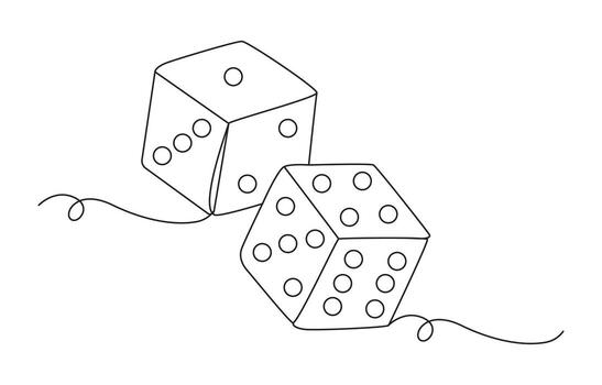 Two dice one line drawing. Dice Rolling A Continuous Line Drawing Depiction vector