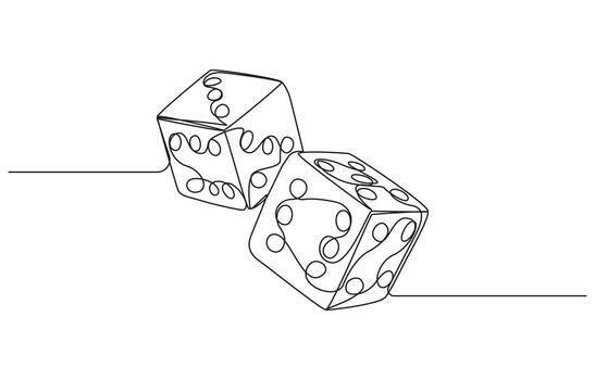 Dice Rolling A Continuous Line Drawing Depiction vector