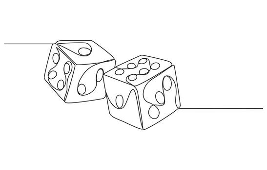 continuous line art drawing of dice vector