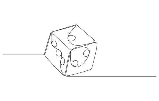 continuous line art drawing of dice, dice one line art , Continuous contour drawing of game dice vector