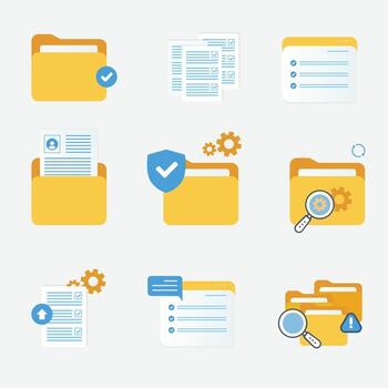 Set Files and notes template note app. To do folder with checkboxes. Digital planner app for schedule, vector