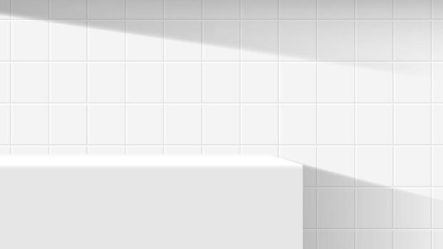 abstract white 3d room with light and shadow on wall background vector