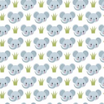 dibujos animados elefante modelo con césped elementos vector