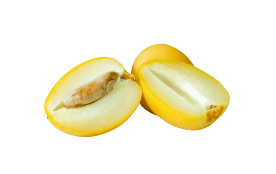 Fresh ripe yellow date palm fruit witth halves in stack isolated with clipping path in file format Concept of iftar food in Ramadan for Muslims png