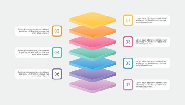 3d block with 7 layers infographic template design vector