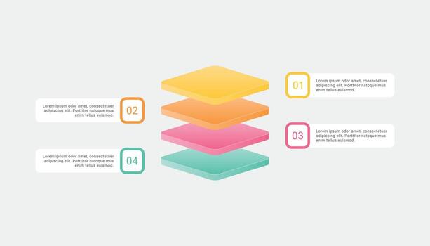 3d block with 4 layers infographic template design vector