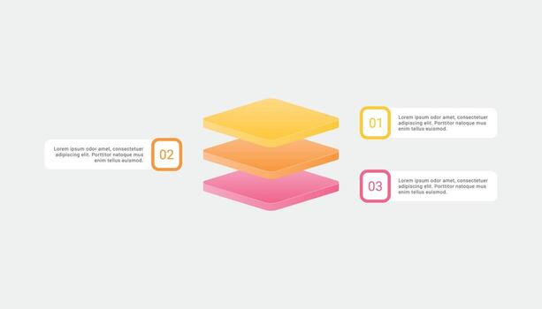 3d block with 3 layers infographic template design vector