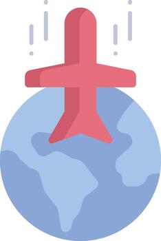 globe flight flat icon design vector