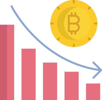 bitcoin graph down flat icon design vector