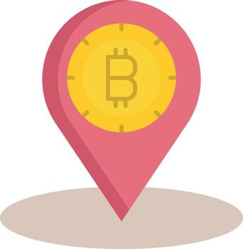 bitcoin ubicación mapa plano icono diseño vector