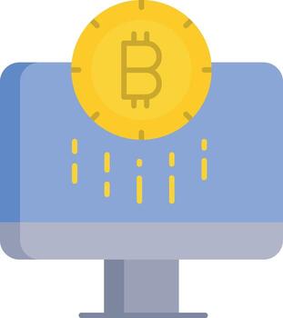 bitcoin computer flat icon design vector