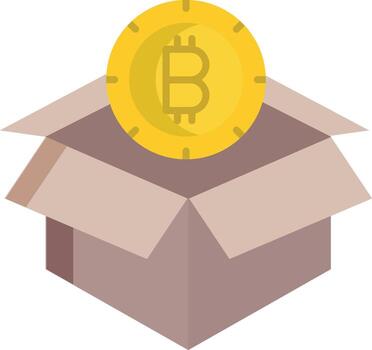 bitcoin open box flat icon design vector
