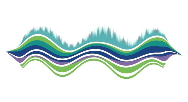 Abstract Wavy Lines Illustration in Green, Blue and Purple Tones, Perfect for Modern Design Projects, Art Backgrounds, Presentation, or Branding vector