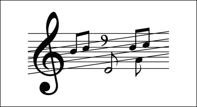 Elegant Music Notes on Staff A Simple Black and White Musical Notation Image for Graphic Design and Sheet Music Compositions vector