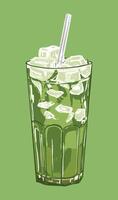 con hielo matcha latté clipart - verde té bebida ilustración vector