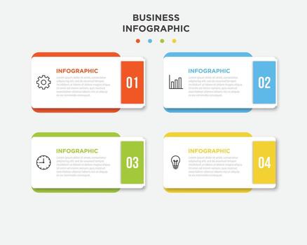 4 data infographics square tab paper index template. illustration abstract background. vector