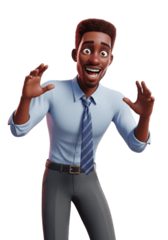 cara com feliz surpreso expressão 3d desenho animado png