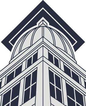Stylized architectural building with dome and graduation cap graphic architecture education vector