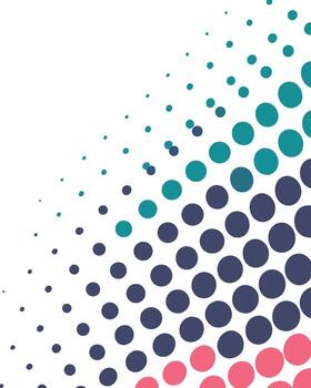 Abstract pattern of teal navy and pink circles on white background dots vector