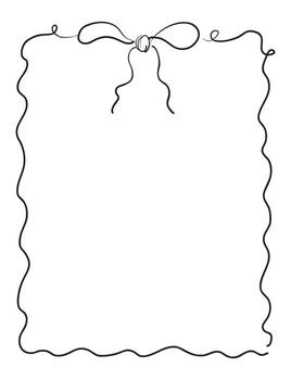 Rectangular Frame with Decorative Coquette Bows Outline vector