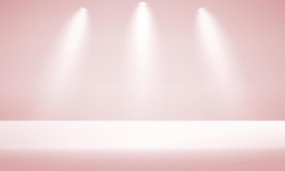 Empty Pink studio room background Space for selling products on the website. Empty room with light effect. illustration. vector