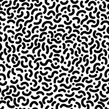Black and white curved lines and dots seamless pattern. Line hand drawn black and white texture. Background for wrapping paper and fabric. vector