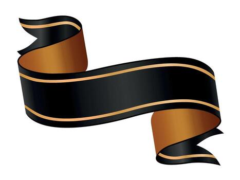 Stylish black and gold ribbon banner, isolated on white and ready for your message. Ideal for adding a touch of elegance to any project. vector