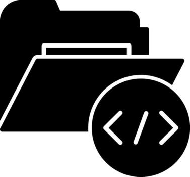 código fuente carpeta glifo vector