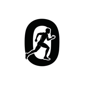 Dynamic silhouette of a runner in motion, emphasizing speed and athleticism with a bold . vector