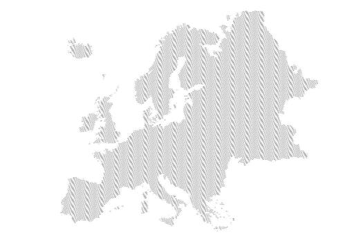 Europe map with ripple effect lines texture vector
