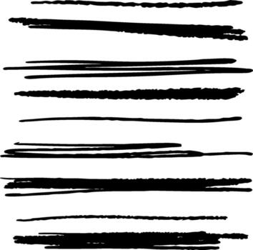 Pastel Red and Black Crayon Underline Set, Horizontal Hand Drawn Chalk, Marker, or Pencil Highlighter Strokes with Rough Textured Edges, Design Elements for Emphasizing Text Lines and vector