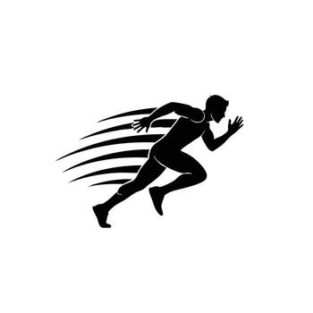 Dynamic silhouette of a runner in motion, capturing the essence of speed and athleticism in a minimalist vector