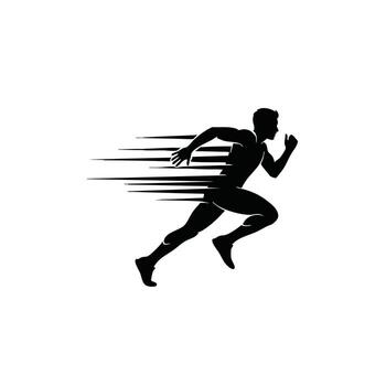 Dynamic silhouette of a runner in motion, capturing the essence of speed and athleticism with a blurred effect. vector