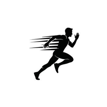 Dynamic silhouette of a runner in motion, capturing the essence of speed and athleticism in a minimalist design. vector
