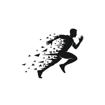 Dynamic representation of a runner in motion, showcasing speed and energy through abstract design elements. vector