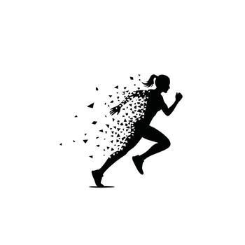 Dynamic silhouette of a runner in motion, illustrating speed and the concept of breaking from constraints. vector