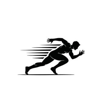 Dynamic silhouette of a sprinter in motion, capturing the essence of speed and athleticism in a minimalist style. vector