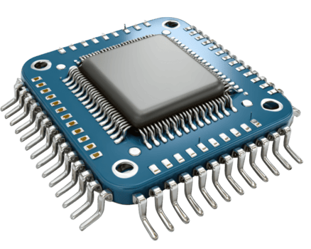 poderoso Beira ai módulo com a integrado o circuito em azul pcb. isto embutido hardware clipart representa futurista tecnologia, Informática, e Alto fidelidade em processamento png