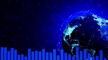 digital jord med blå nätverk anslutningar och data Graf analys teknologi bakgrund trogen design 3d tolkning video