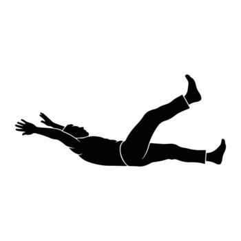 Silhouette of person in dynamic pose reaching forward vector