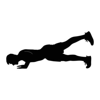 Man doing push up with one leg raised exercise fitness vector